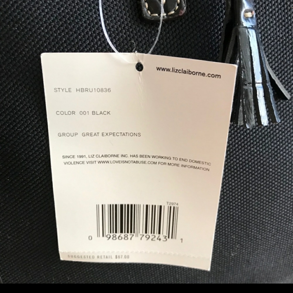 LIZ CLAIBORNE BLACK CANVAS PURSE 👛 - Picture 4 of 4